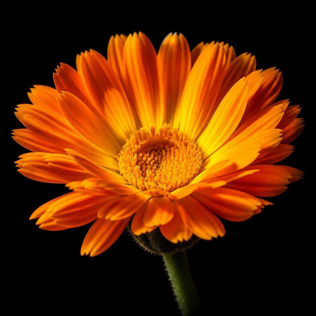 Calendule (Calendula officinalis) — fleurs orangées éclatantes, capitules ouverts au soleil.
